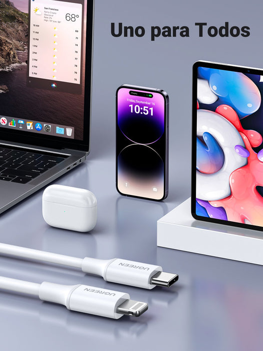 EAN 6957303814930 - Ugreen 10493 cable de conector Lightning 1 m Blanco imagen 8