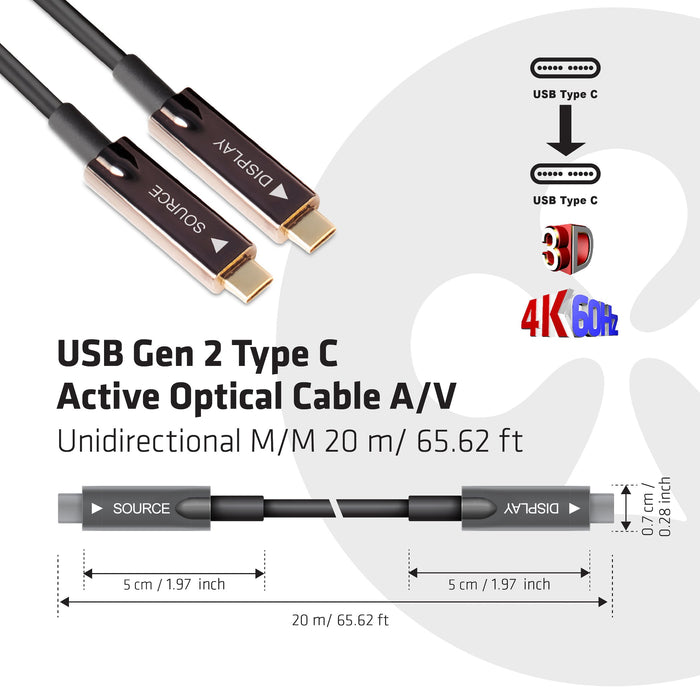 EAN 8719214471613 - CLUB3D USB3.2 G2 TYPE-C ACT. OPT. A/V M/M 20M cable USB USB 3.2 Gen 2 (3.1 Gen 2) USB C Negro imagen 3