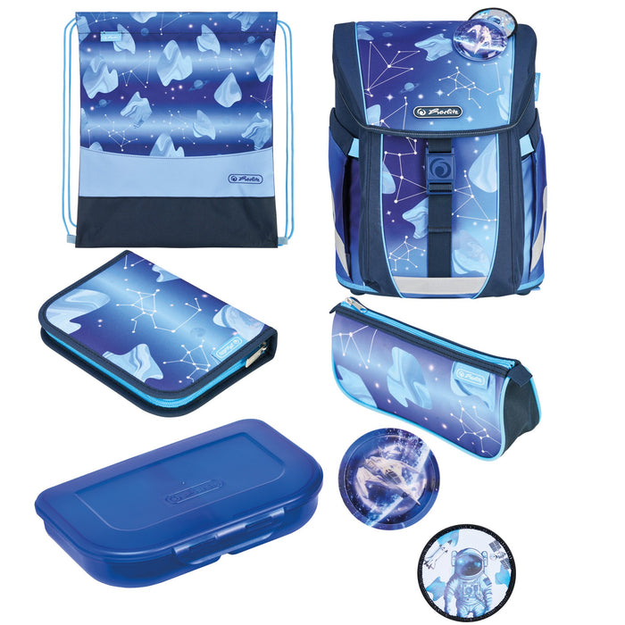 EAN 4008110396354 - Herlitz FiloActive XL Plus Cosmic juego de mochila escolar Niño Poliéster Azul, Azul oscuro imagen 1