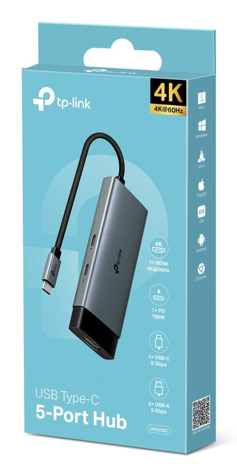 EAN 1210002600101 - TP-Link UH5020C hub de interfaz USB Tipo C 5000 Mbit/s Gris imagen 2