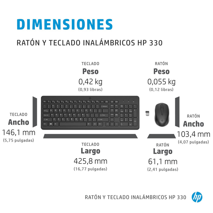 EAN 0195161923722 - HP 330 Wireless Mouse and Keyboard Combination teclado Ratón incluido Universal RF inalámbrico QWERTY Ing imagen 6