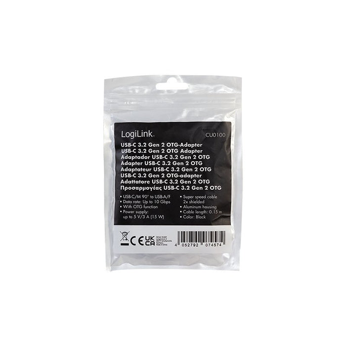 EAN 4052792074574 - LogiLink CU0100 cambiador de género para cable USB Type-C USB Type-A Negro imagen 3