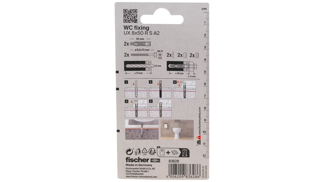 EAN 4006209836286 - Fischer 83628 tornillo de anclaje y taco 2 pieza(s) Juego de enchufes de pared y tornillos imagen 3