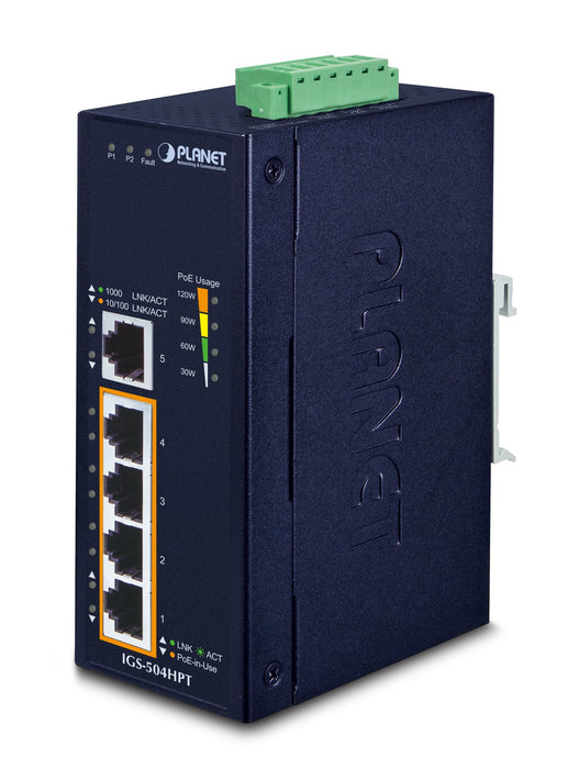 EAN 4711213689512 - PLANET IGS-504HPT switch No administrado L2 Gigabit Ethernet (10/100/1000) Energía sobre Ethernet (PoE) A imagen 1