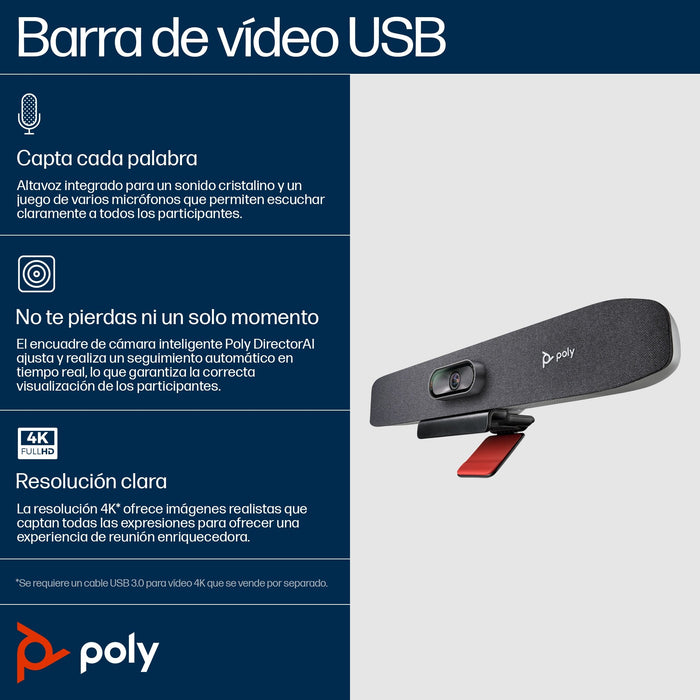 EAN 5715063710623 - Poly Studio R30 USB Video Bar Gris 3840 x 2160 Pixeles imagen 4
