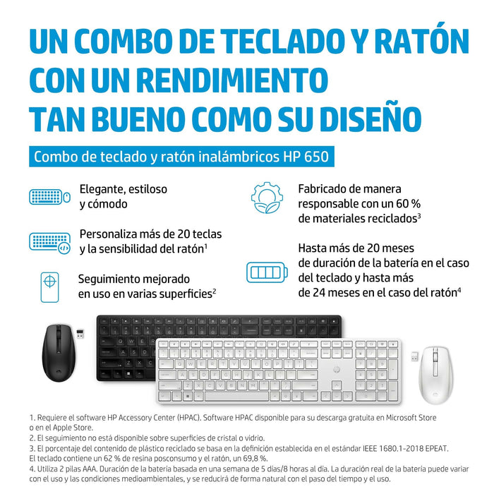 EAN 0196188141229 - HP 650 Wireless Keyboard and Mouse Combo Black teclado Ratón incluido Hogar RF inalámbrico imagen 7