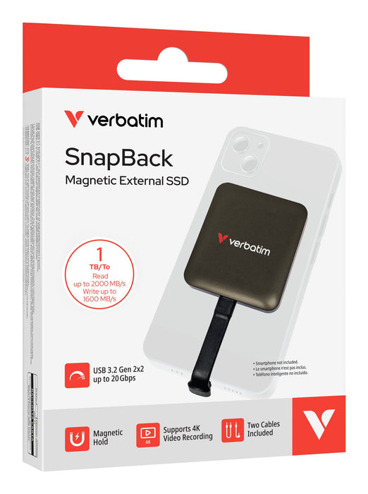 EAN 23942320616 - Verbatim SnapBack SSD 1 TB USB Tipo C USB 3.2 Gen 2x2 Negro imagen 6