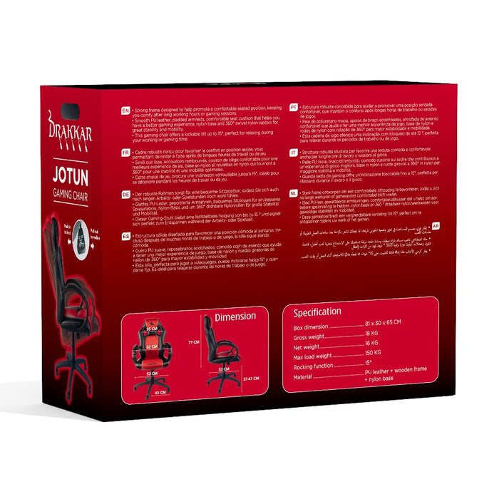 EAN 3328170283380 - Konix Drakkar KX DK JOTUN GAMING CHAIR Silla para videojuegos universal Asiento acolchado Negro, Rojo imagen 6