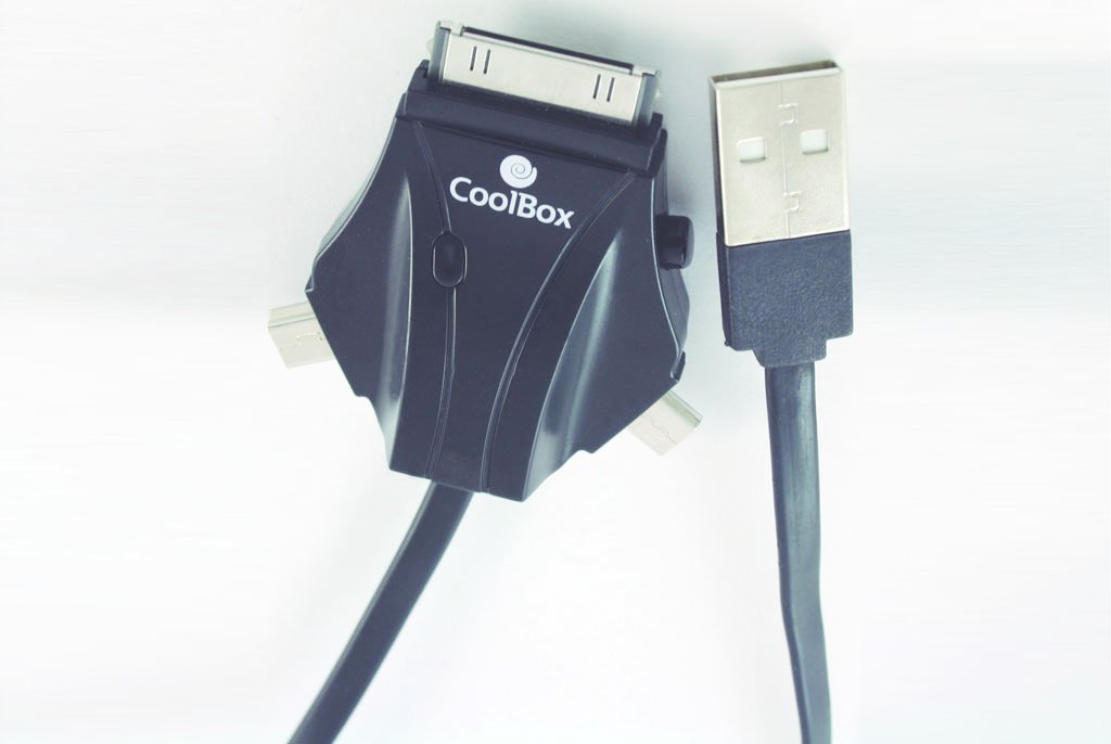EAN 8437011128980 - CoolBox ACD 301 cable USB 1 m microUSB/miniUSB/Apple iPhone Negro imagen 2