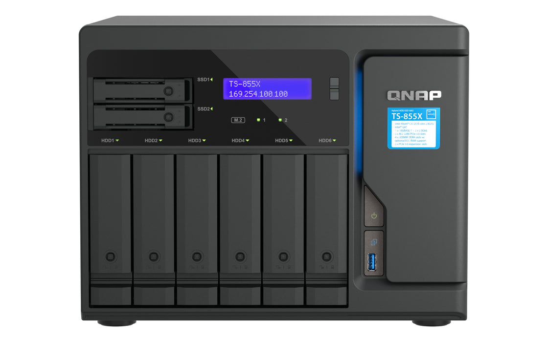 EAN 4711103084007 - QNAP TS-855X SAN Torre Intel Atom® C5125 8 GB DDR4 0 TB QNAP QTS Negro imagen 1