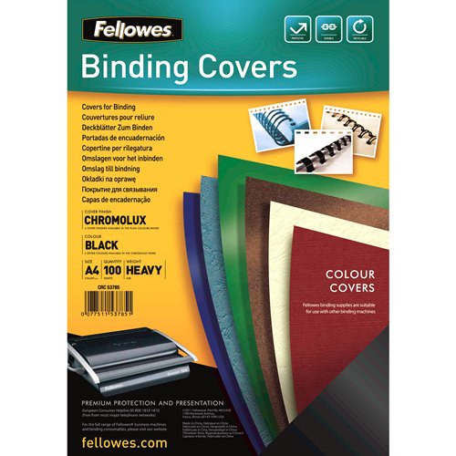 EAN 0077511537851 - Fellowes 5378504 cubierta A4 Papel Negro 100 pieza(s) imagen 1