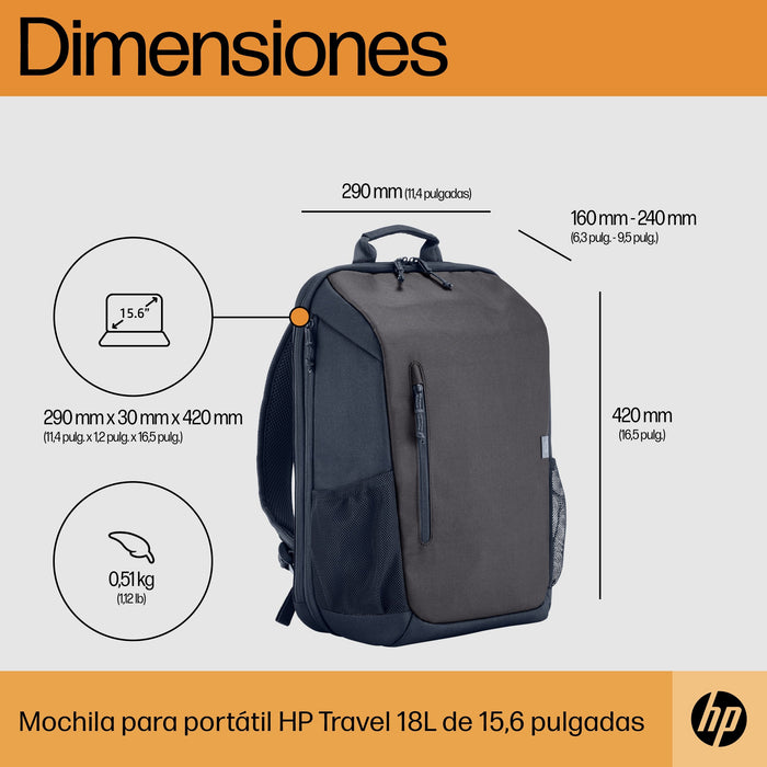 EAN 0196548945498 - HP Travel 18 Liter 15.6 Iron Gray Laptop Backpack 39,6 cm (15.6") Azul, Gris imagen 4