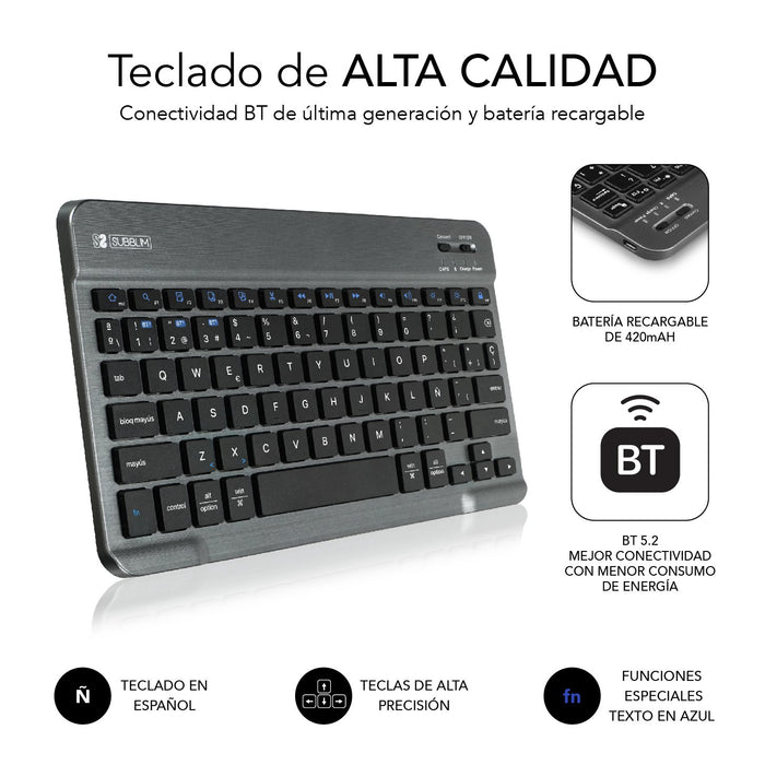 EAN 8436586742157 - SUBBLIM SUBKT3-BTS055 teclado para móvil QWERTY Español Bluetooth Negro, Gris imagen 6