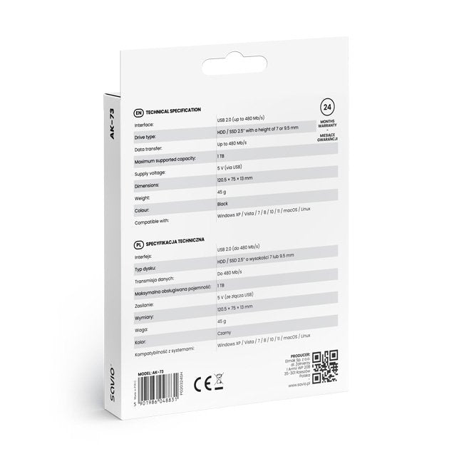 EAN 5901986048831 - Savio SAVAK-73 caja para disco duro externo Carcasa de disco duro/SSD Negro 2.5" imagen 5