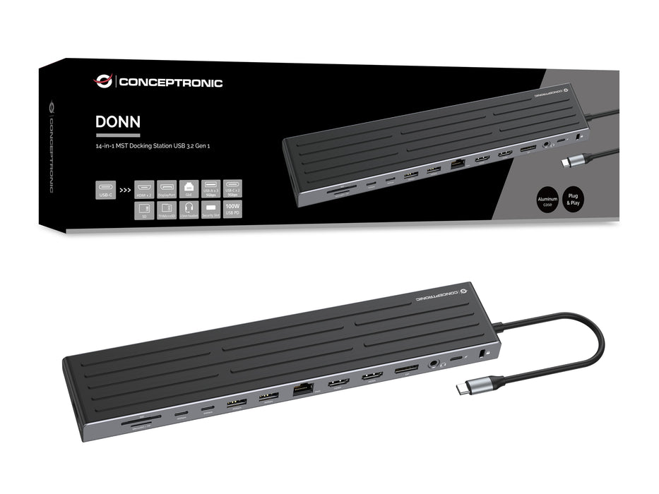 EAN 4015867241288 - Conceptronic DONN32B base para portátil y replicador de puertos Alámbrico USB 3.2 Gen 1 (3.1 Gen 1) Type- imagen 6