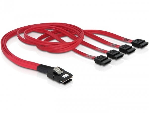 EAN 4043619830572 - DeLOCK Cable mini SAS 36pin to 4x SATA cable SCSI Rojo 0,5 m imagen 1