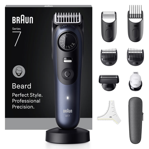 EAN 8700216428415 - Braun BeardTrimmer 7 80789809 depiladora para la barba AC/Batería 40 2 cm Mojado y seco Azul oscuro imagen 1