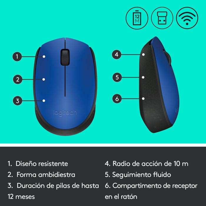 EAN 5099206062863 - Logitech 910-004640 ratón Oficina Ambidextro RF inalámbrico Óptico 1000 DPI imagen 10