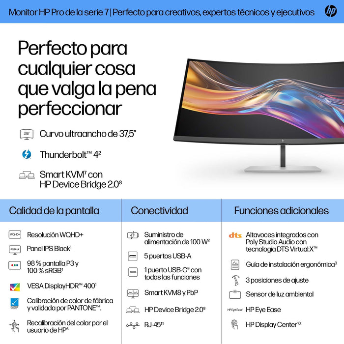 EAN 5715063531365 - HP Series 7 Pro 37.5 inch WQHD+ Thunderbolt 4 Monitor - 738pu pantalla para PC 95,2 cm (37.5") 3840 x 160 imagen 3