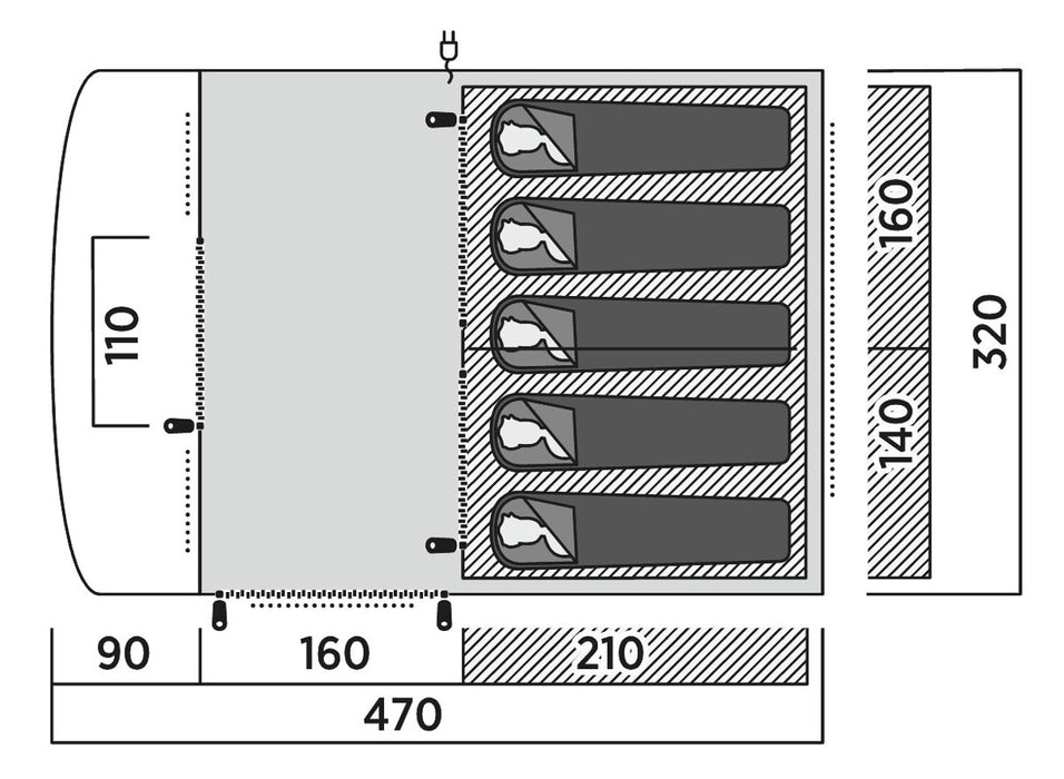 EAN 5709388144751 - Easy Camp Skarvan 5 Azul Tienda tipo túnel imagen 6