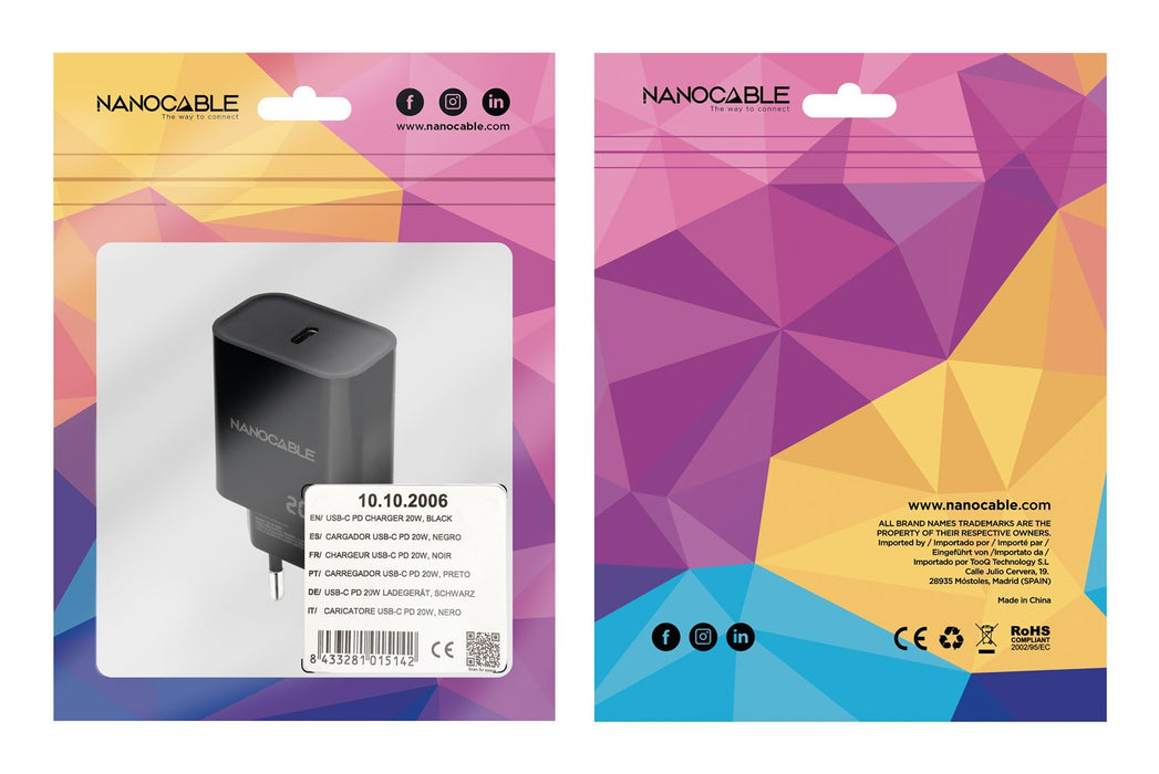 EAN 8433281015142 - Nanocable 10.10.2006 cargador de dispositivo móvil Universal Corriente alterna Interior imagen 3