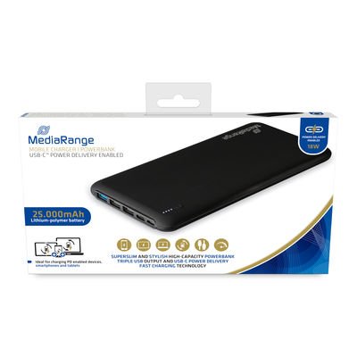 EAN 4260459616627 - MediaRange MR754 batería externa Polímero de litio 25000 mAh Negro imagen 2