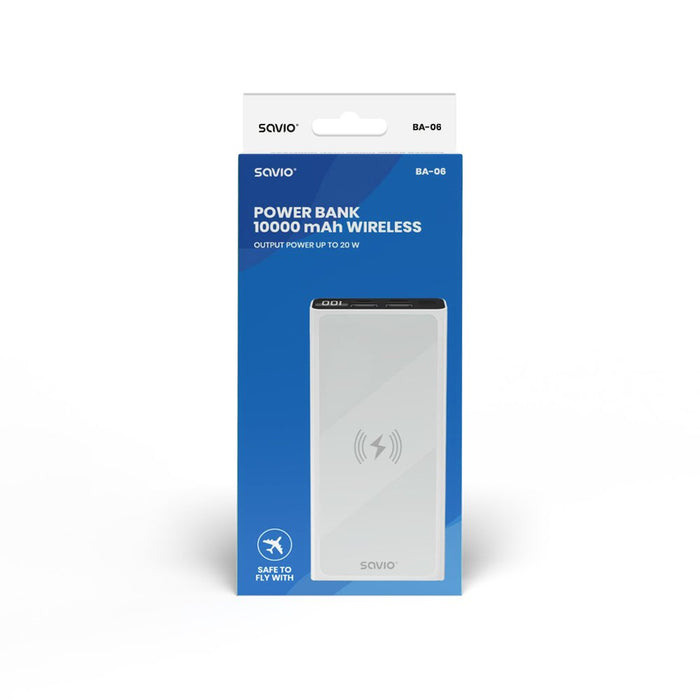 EAN 5901986047629 - Savio power bank BA-06 10000 mAh adowanie indukcyjne Polímero de litio Blanco imagen 2