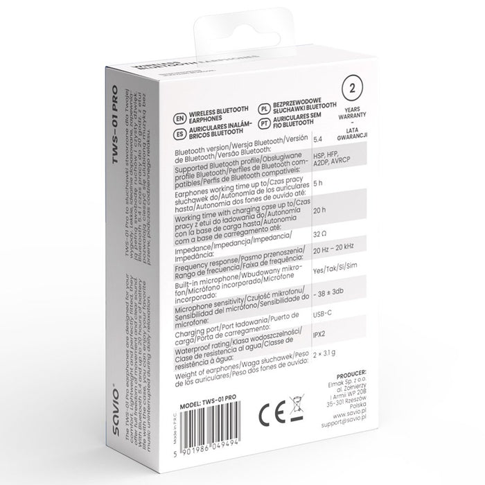 EAN 5901986049494 - Savio TWS-01 PRO auricular y casco Auriculares Inalámbrico Dentro de oído Música/uso diario Bluetooth Bla imagen 9
