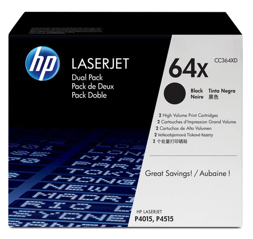 EAN 0884962061459 - HP 64X 2-pack High Yield Black Original LaserJet Toner Cartridges CC364XD cartucho de tóner 2 pieza(s) imagen 1