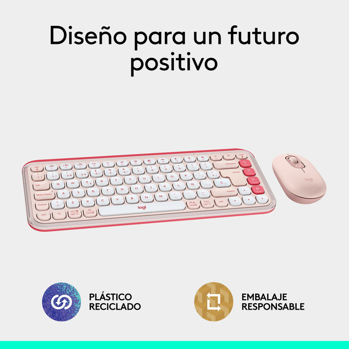 EAN 5099206127869 - Logitech 920-013120 teclado Ratón incluido Universal QWERTY Español Rosa, Blanco imagen 11