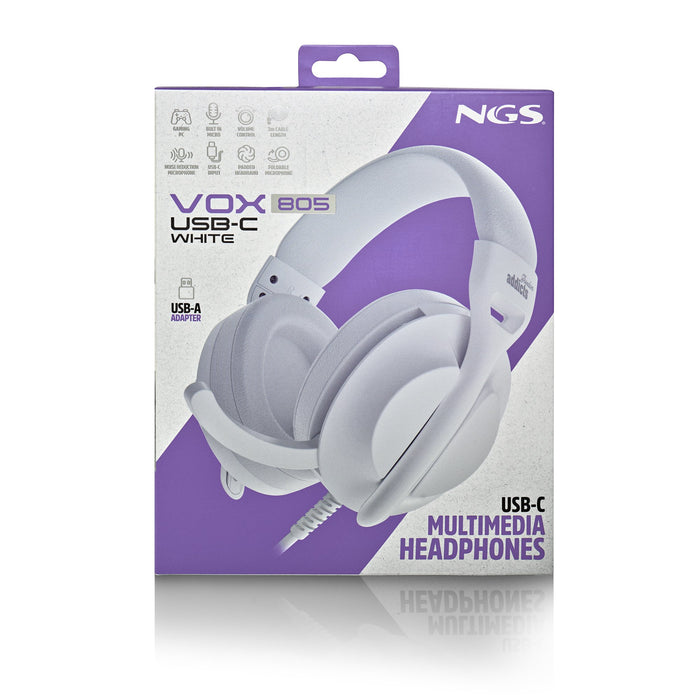 EAN 8435430626704 - NGS VOX805 USB-C WHITE Auriculares Alámbrico Diadema Llamadas/Música USB Tipo C Blanco imagen 7