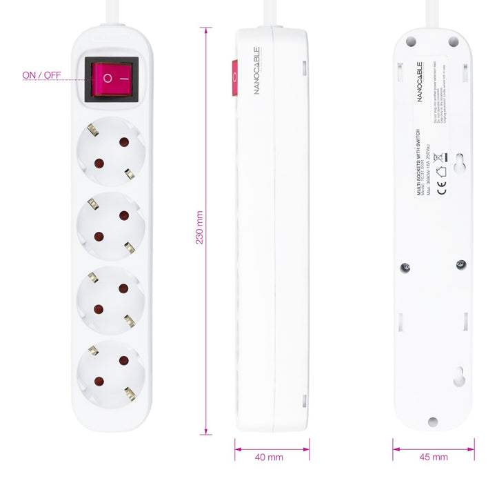 EAN 8433281010161 - Nanocable 10.37.0004 base múltiple 1,4 m 4 salidas AC Interior Blanco imagen 3