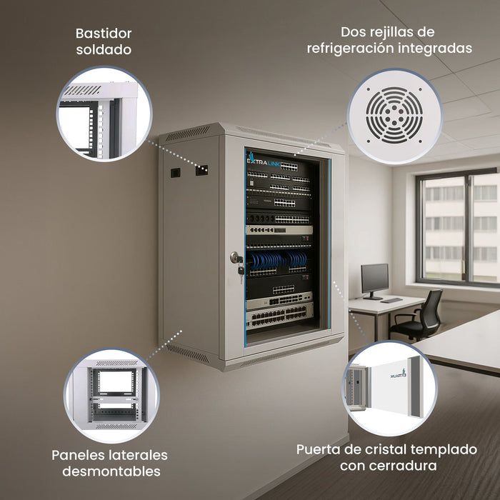 EAN 5903148916897 - Extralink 18U 600X600 WALL-MOUNTED RACKMOUNT CABINET GRAY Bastidor de pared imagen 9