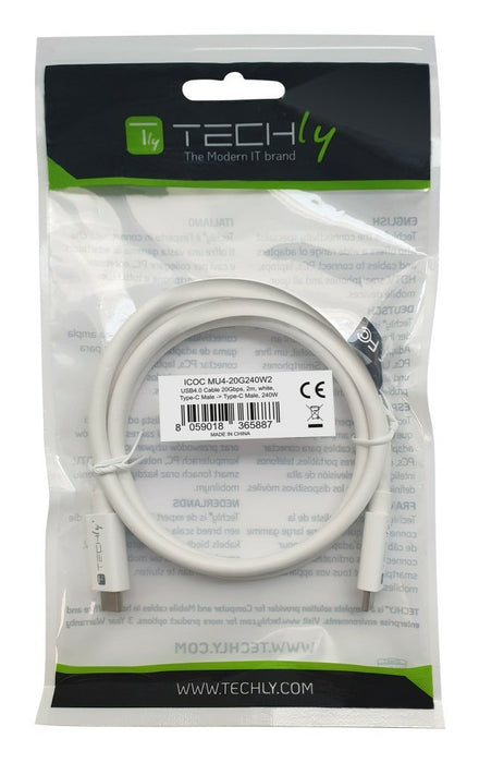 EAN 8059018365887 - Techly ICOC-MU4-20G240W2 cable USB USB4 Gen 2x2 2 m USB C Blanco imagen 2