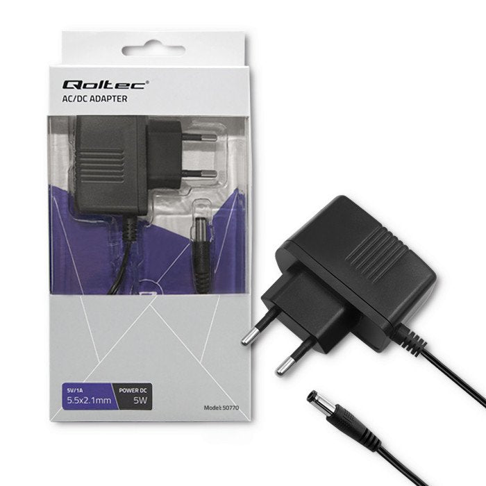 EAN 5901878507705 - Qoltec 50770 adaptador e inversor de corriente Interior 5 W Negro imagen 1