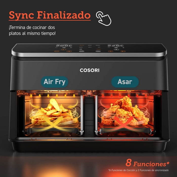 EAN 810123671731 - Cosori Dual Basket Chef Edition Doble 8,5 L Independiente 1750 W Freidora de aire caliente Negro, Plata imagen 5