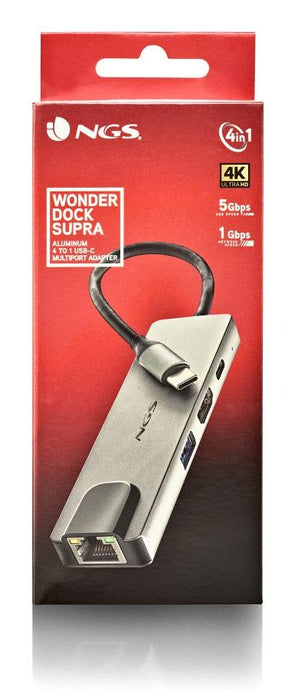 EAN 8435430625646 - NGS NGS-HUB-0140 hub de interfaz USB 2.0 Type-C 5000 Mbit/s Aluminio, Negro imagen 5