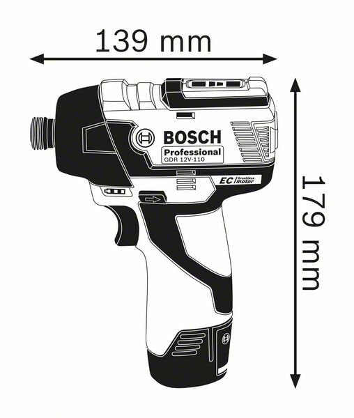 EAN 3165140910682 - Bosch 0 601 9E0 005 atornilladora de impacto con batería 1/4" 3100 RPM 110 Nm Negro, Azul 12 V imagen 2