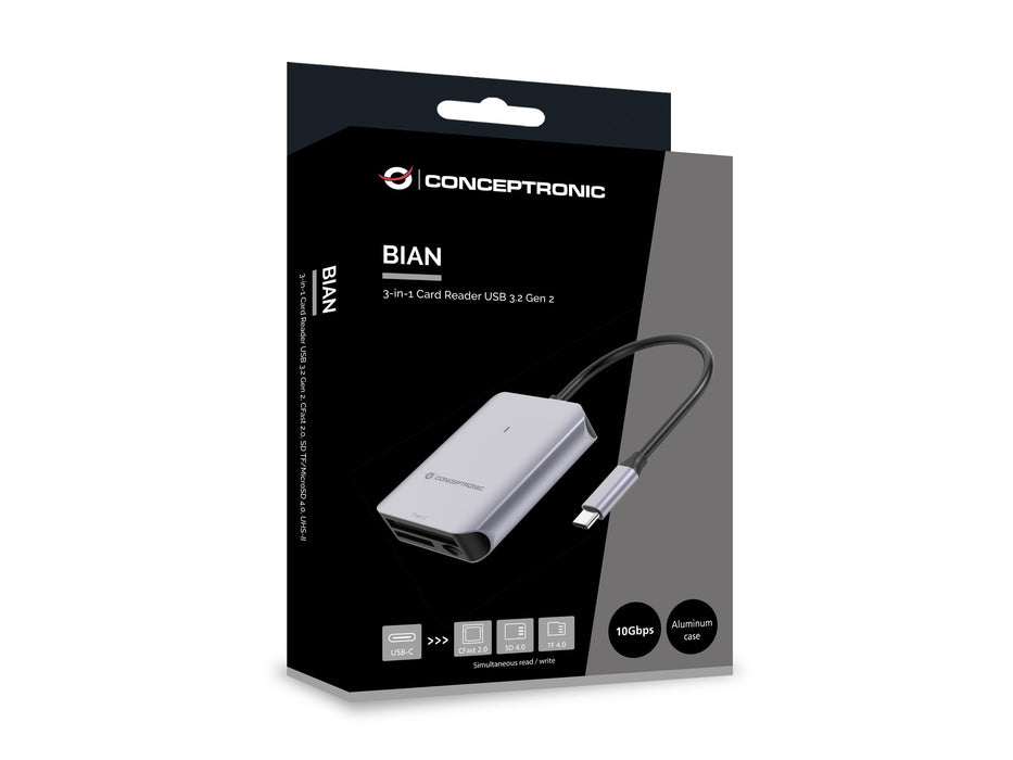 EAN 4015867239490 - Conceptronic BIAN09G lector de tarjeta USB 3.2 Gen 2 Type-C Gris imagen 5