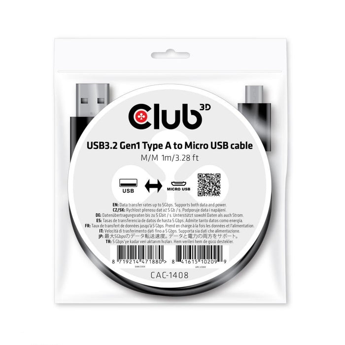 EAN 8719214471880 - CLUB3D CAC-1408 cable USB USB 3.2 Gen 1 (3.1 Gen 1) 1 m USB A Micro-USB B Negro imagen 2