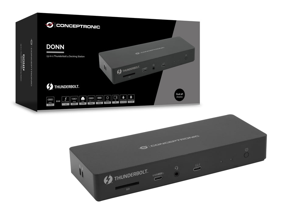 EAN 4015867240748 - Conceptronic DONN30B base para portátil y replicador de puertos Alámbrico Thunderbolt 4 Negro imagen 7
