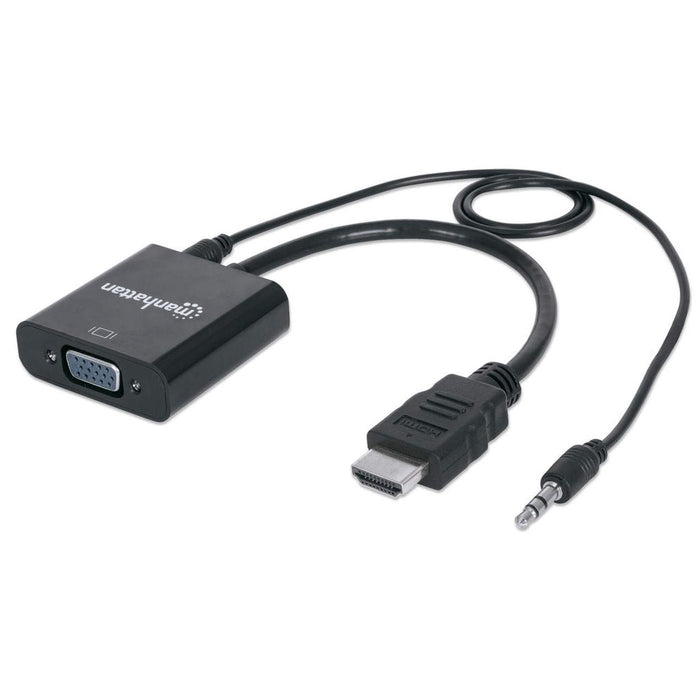 EAN 0766623151559 - Manhattan 151559 adaptador de cable de vídeo 0,3 m HDMI + 3.5mm VGA (D-Sub) Negro imagen 1