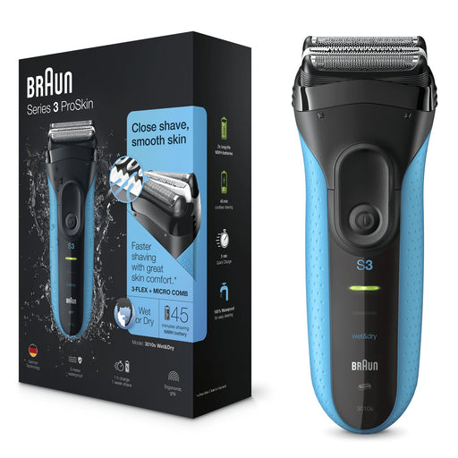 EAN 4210201112129 - Braun Series 3 3010 Wet & Dry Máquina de afeitar de láminas Recortadora Negro, Azul imagen 1