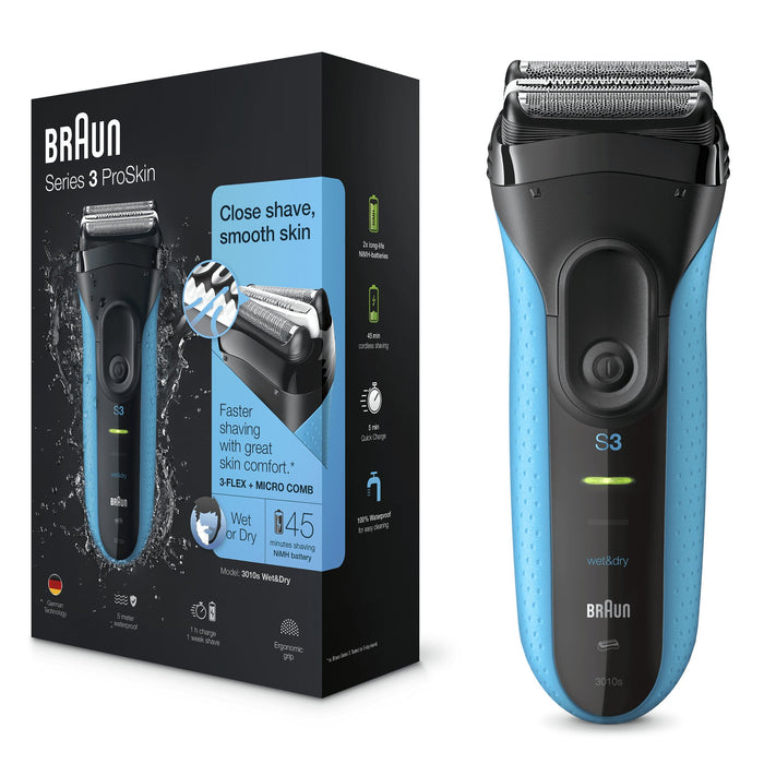 EAN 4210201112129 - Braun Series 3 3010 Wet & Dry Máquina de afeitar de láminas Recortadora Negro, Azul imagen 1