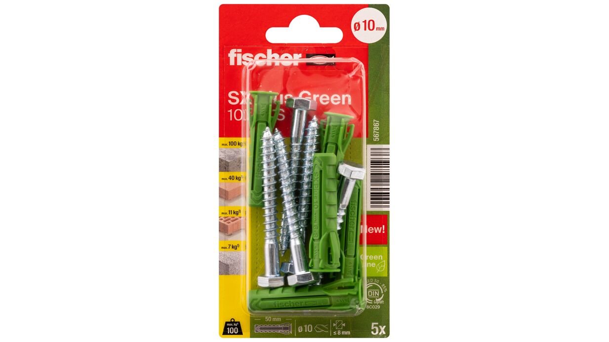 EAN 4048962481938 - Fischer 567867 tornillo de anclaje y taco 5 pieza(s) Juego de enchufes de pared y tornillos 50 mm imagen 2