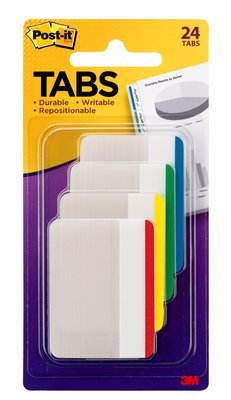 EAN 0051131973442 - Post-It Tabs, 2 inch Lined, Assorted Primary Colors, 6/Color, 4 Colors, 24/Pk pestaña autoadhesiva Beige, imagen 1