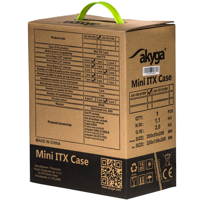 EAN 5901720132932 - Akyga AK-100-01BK carcasa de ordenador Mini Tower Negro 60 W imagen 11