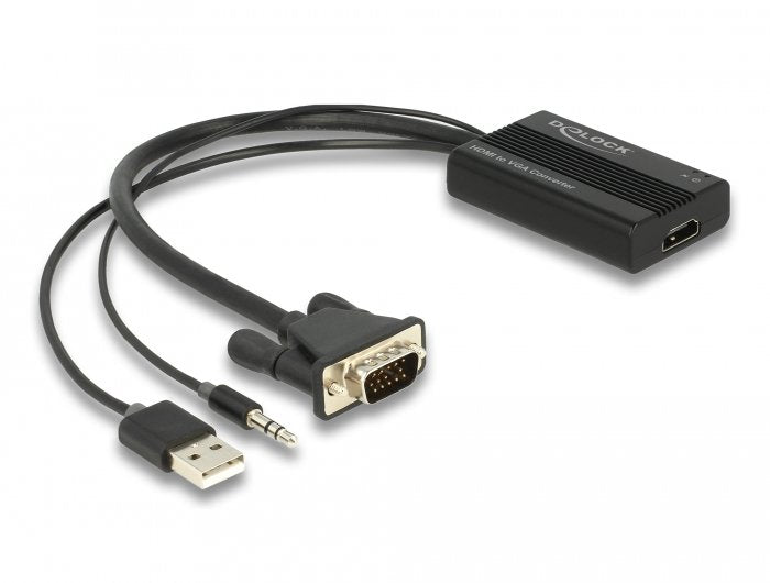 EAN 4043619641727 - DeLOCK 64172 adaptador de cable de vídeo 0,25 m HDMI tipo A (Estándar) VGA (D-Sub) + 3.5mm + USB Type-A N imagen 1