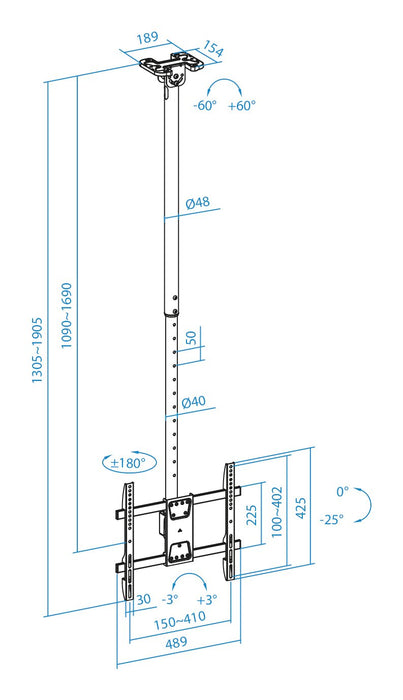 EAN 8433281014794 - TooQ LPCE1175TSLI-XL-B soporte para TV 190,5 cm (75") imagen 8