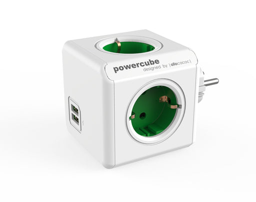 EAN 8718444085737 - Allocacoc PowerCube Original USB base múltiple 4 salidas AC Interior Verde, Blanco imagen 1